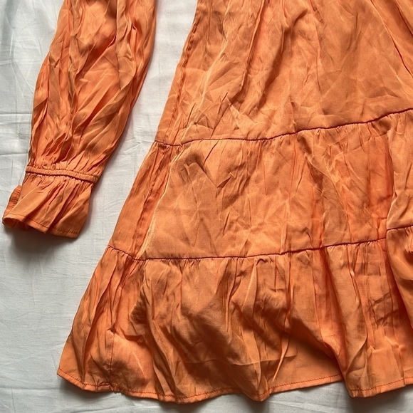 Elegant Off The Shoulder V Neck Long Sleeve Ruffle Flowy Mini Short Skater Dress - Picture 6 of 11